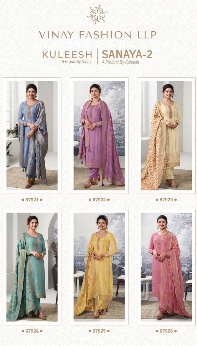 Sanaya Vol 2 By Vinay Kuleesh Embroidery Jacquard Wedding Salwar Suits Wholesale Market In Surat
